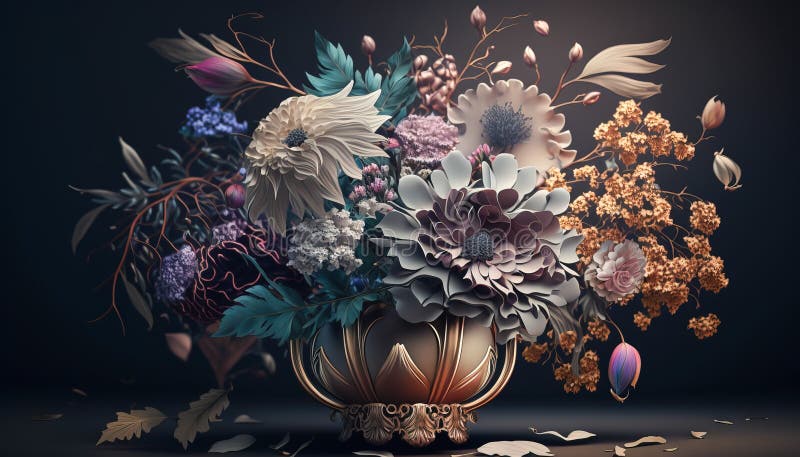 Fragmentos elegantes : un ramo fresco de flores florecientes en suaves tonalidades de verano ai generado fotos de archivo