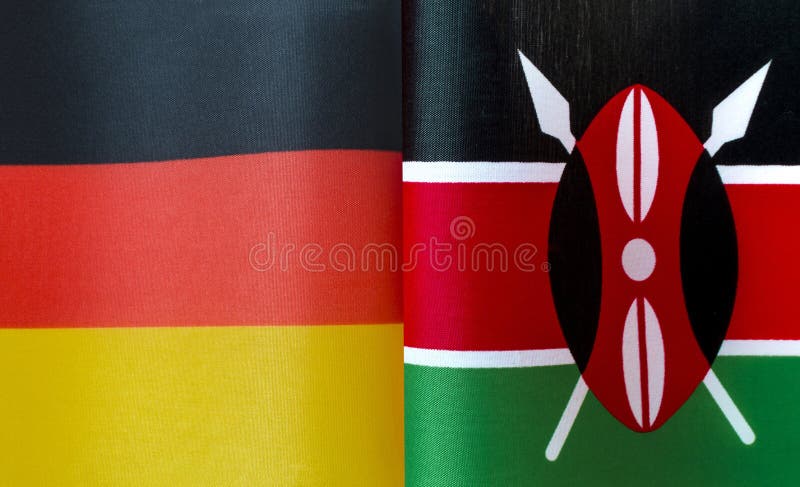 Fragments of the national flags of Germany and Kenya vector illustration