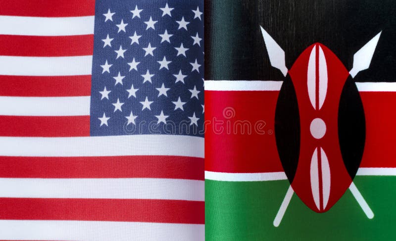 Fragments of the national flags of the United States and the Republic of Kenya vector illustration