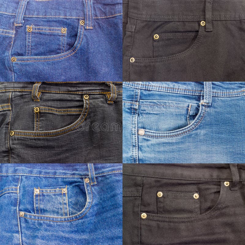 Fragments of the Upper Parts of Different Jeans Stock Photo - Image of ...