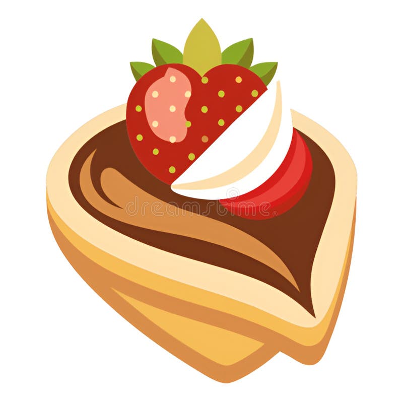 Fragola e crostata di mele con congelazione al cioccolato illustrazione di stock
