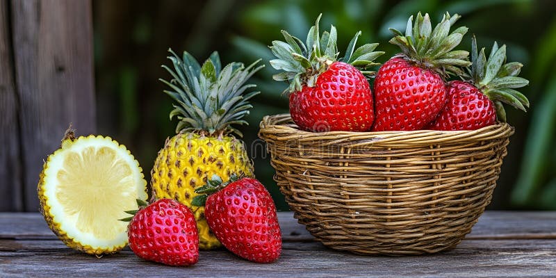 Fragole fresche di ananas limone di limone estivo. aizione generativa