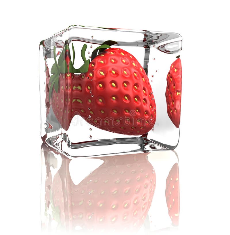 Fraise congelée en glaçon illustration de vecteur Fraise congelée en glaçon illustration de vecteur