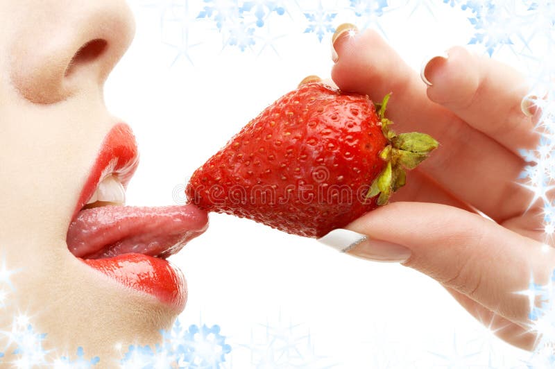 Fraise, languettes et langue images stock Fraise, languettes et langue images stock