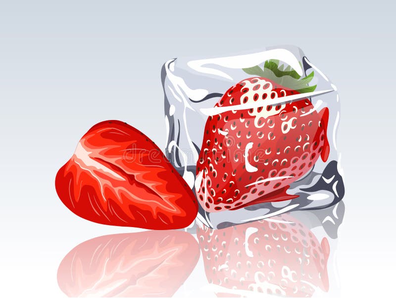 fraise surgelée en glaçon illustration de vecteur fraise surgelée en glaçon illustration de vecteur