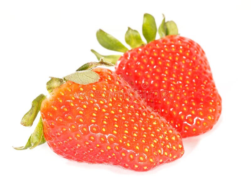 Two fresh strawberries on white background. Two fresh strawberries on white background.