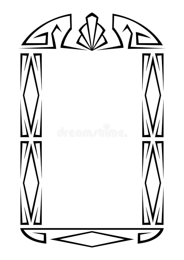 Frame with Art Deco Ornament. Abstract Element in Vintage Retro Style
