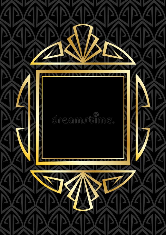 Frame with Art Deco Ornament. Abstract Element in Vintage Retro Style