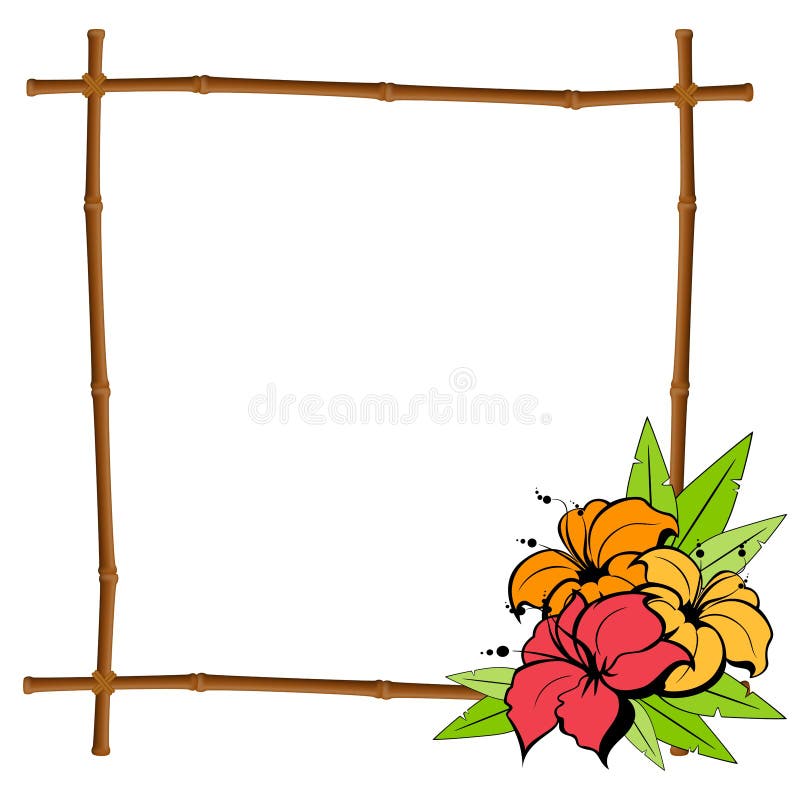 Frame from bamboo with flowers