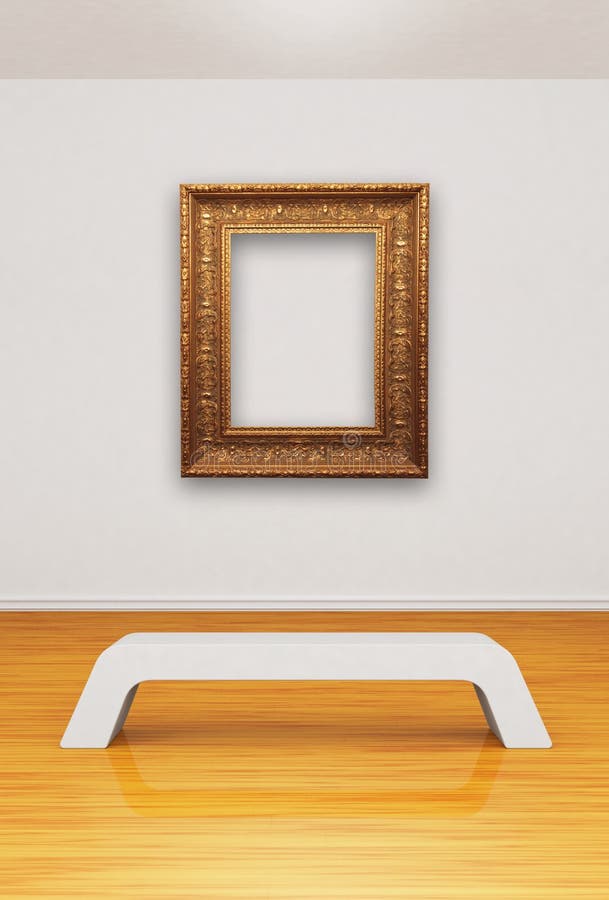 Frame with bench in gallery royalty free illustration