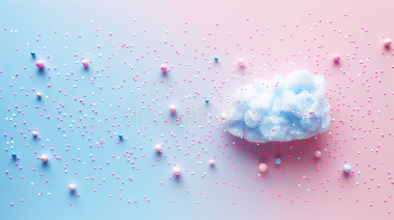 Frame Border Background of Cloud Computing Concept with Colorful Particles on Gradient Pastel Background royalty free illustration