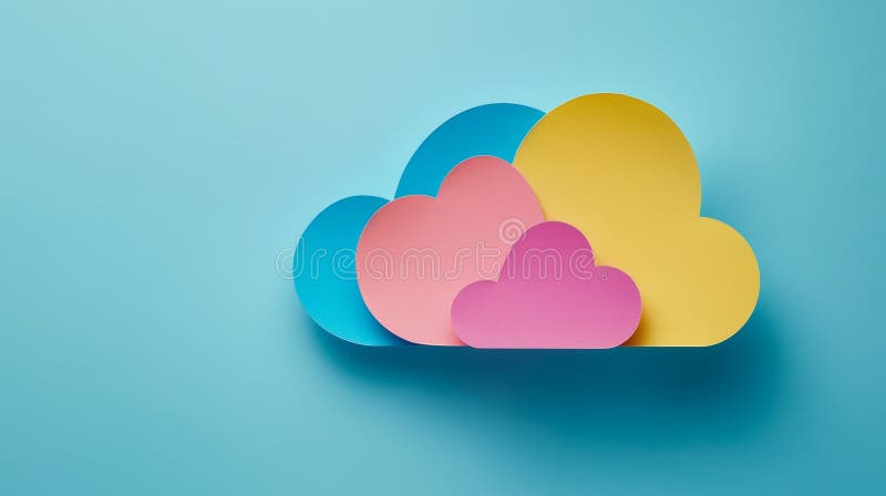 Frame Border Background Illustrating Cloud Computing Concept with Colorful Clouds on Blue Background vector illustration