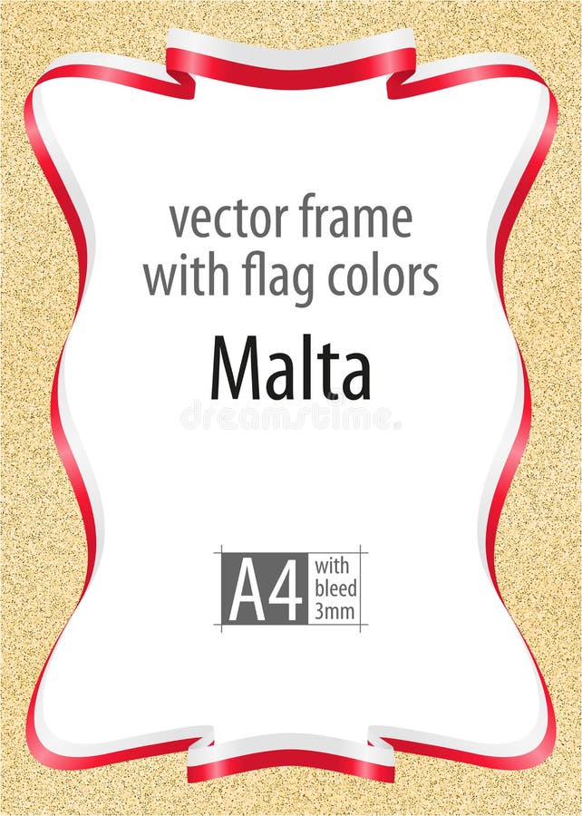 Frame and Border of Ribbon with the Colors of the Malta Flag, Template