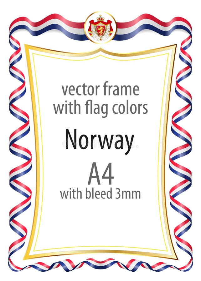 Frame and Border of Ribbon with the Colors of the Norway Flag Stock