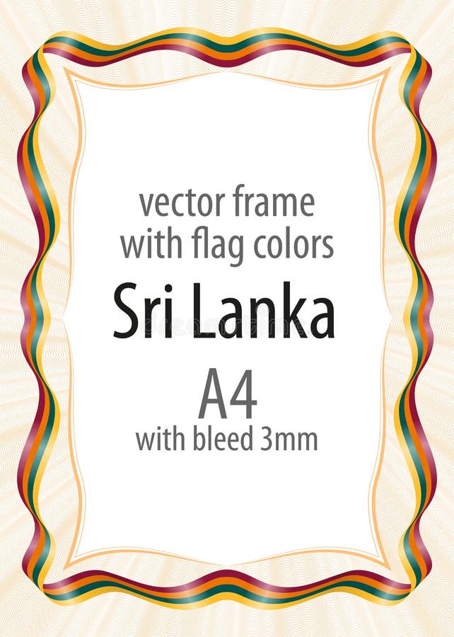 Frame and Border of Ribbon with the Colors of the Sri Lanka Flag Stock