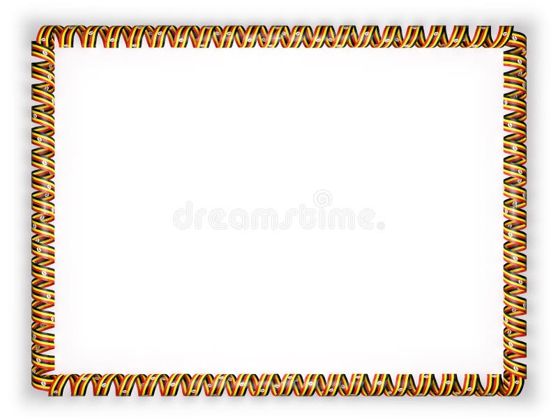 Frame and Border of Ribbon with the Uganda Flag. 3d Illustration Stock