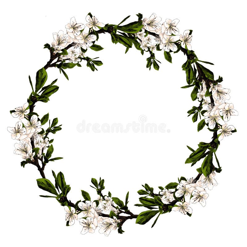 Frame of the branches of the Apple tree sketch vector stock illustration Frame of the branches of the Apple tree sketch vector stock illustration