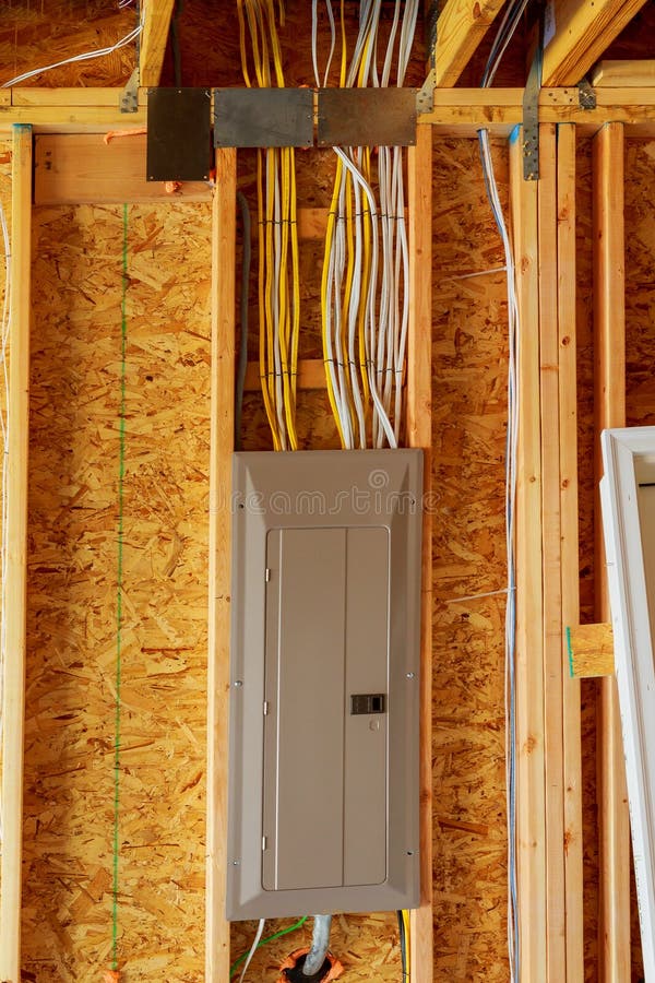 The Frame Building or House with Basic Electrical Wiring Stock Photo