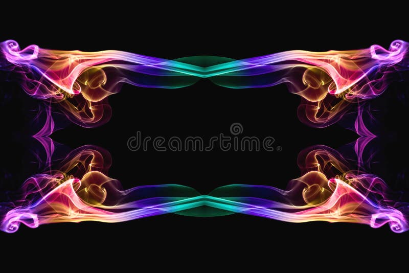 Frame colored waves on a black background, artistic neon frame vector illustration