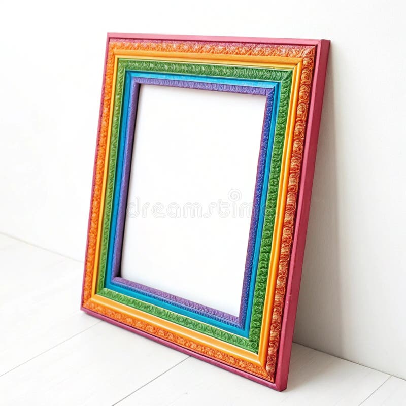 A frame with a colorful frame isolated on transparent background
