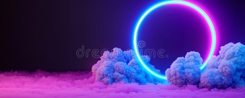 A frame composed of thunder, lightning, and purple smoke set against a dark background. A natural energy border with a vector illustration