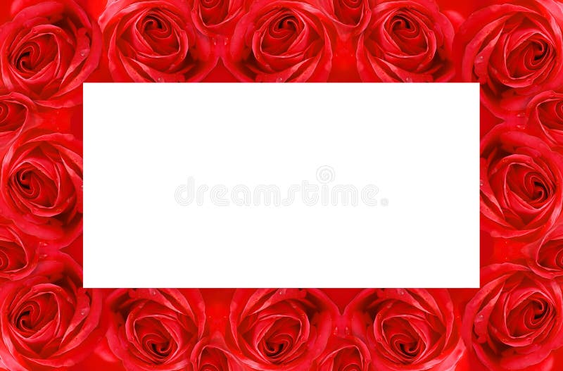 Frame with red roses for romantic cards with copy-space. Frame with red roses for romantic cards with copy-space