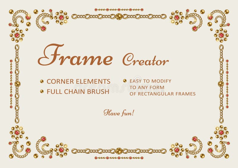 Frame Creator with Corner Elements, Pattern Brush Stock Vector