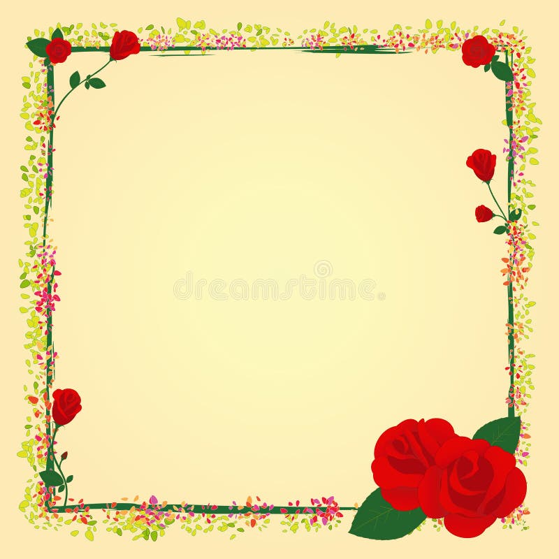 Frame da flor do jardim de rosas do verão ilustração do vetor Frame da flor do jardim de rosas do verão ilustração do vetor