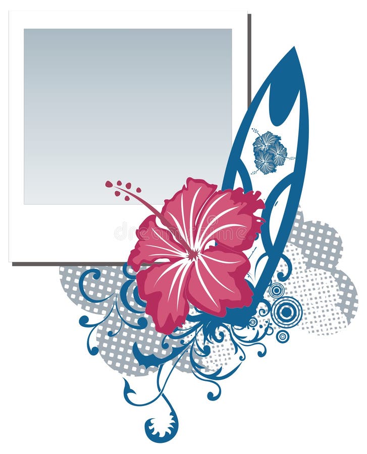 Frame da foto do polaroid de Grunge com flor do hibiscus ilustração do vetor Frame da foto do polaroid de Grunge com flor do hibiscus ilustração do vetor