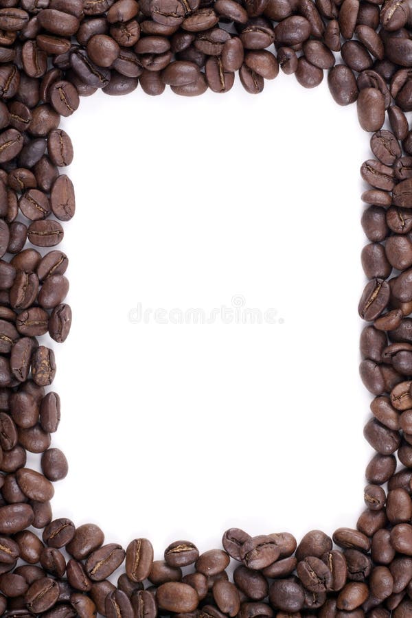 Frame of dark roasted coffee beans