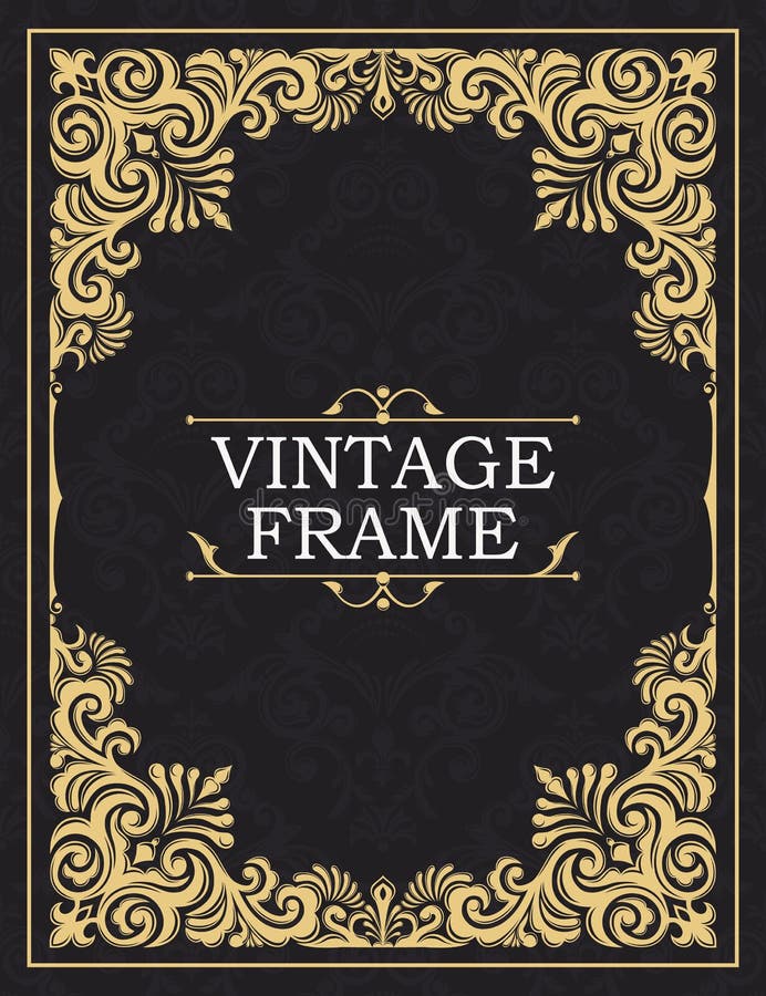 Frame decorativo do ouro Cartão no grunge ou no estilo retro Ornamento entrelaçado do vintage do vetor Flores e folhas ilustração do vetor Frame decorativo do ouro Cartão no grunge ou no estilo retro Ornamento entrelaçado do vintage do vetor Flores e folhas ilustração do vetor