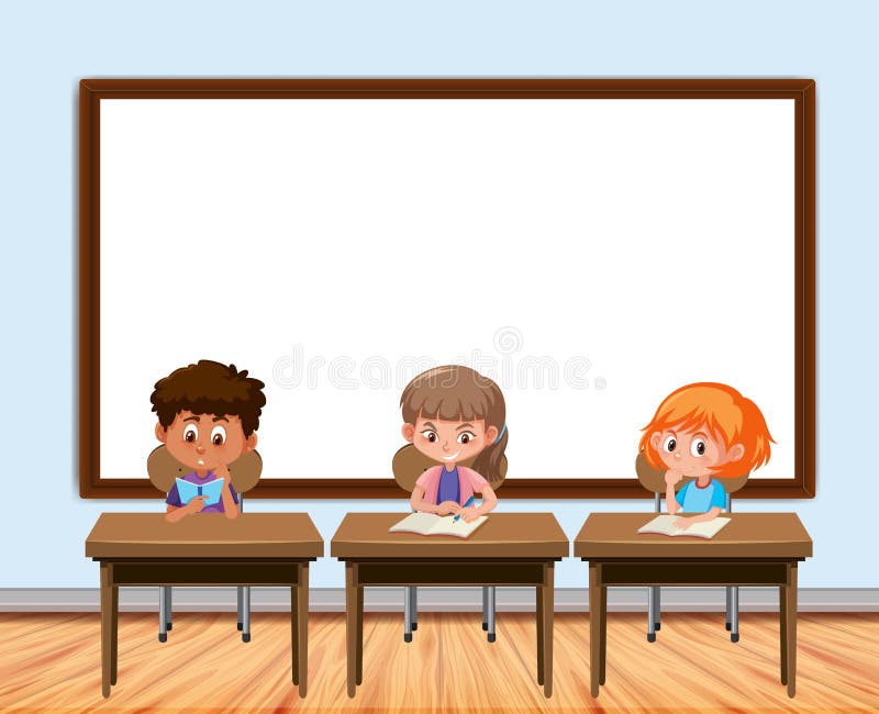 Frame Design with Board and Students in Classroom Stock Vector ...