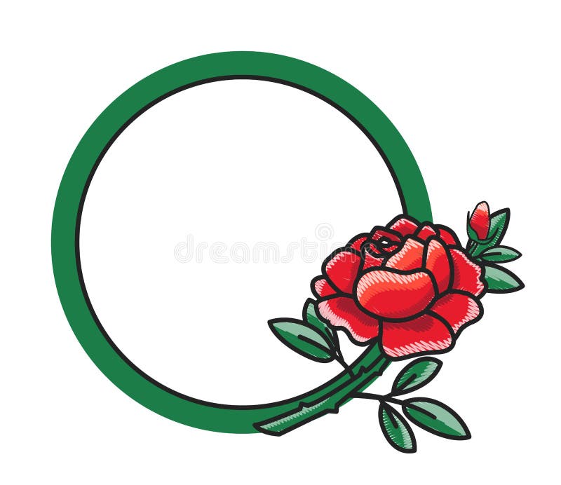 Frame Design with Hand Drawn Red Rose Green Leaves vector illustration Frame Design with Hand Drawn Red Rose Green Leaves vector illustration