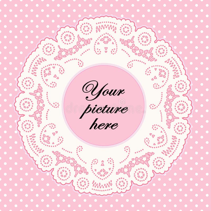 Frame do laço da cor-de-rosa de bebê com fundo do ponto de polca ilustração stock Frame do laço da cor-de-rosa de bebê com fundo do ponto de polca ilustração stock