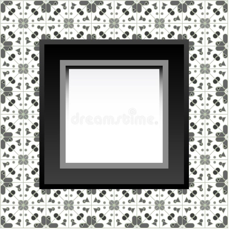 Elegance Empty Picture Frame on Vintage Wallpaper Stock Illustration
