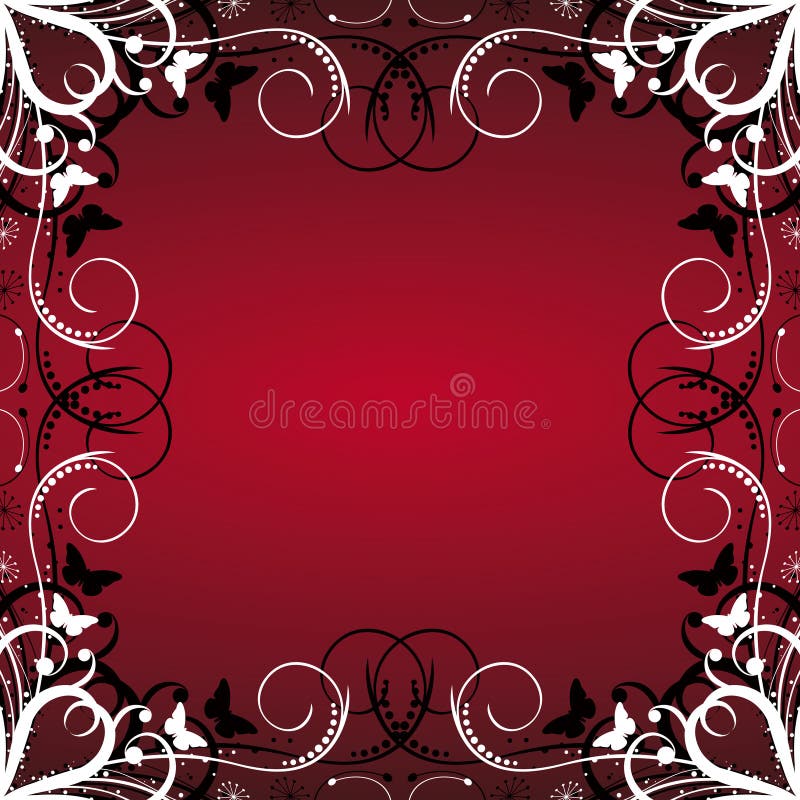 Moldura floral sobre fundo vermelho ilustração stock