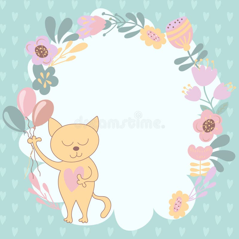 Frame of Flowers Arranged in a Circle Stock Vector - Illustration of ...