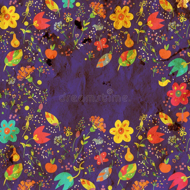 Frame with flowers and ornaments for summer and autumn royalty free illustration