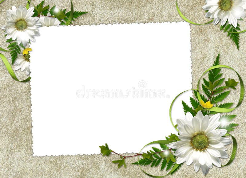 Frame with flowers and ribbons