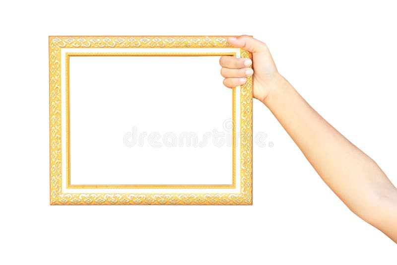 Frame in hands isolated on white background