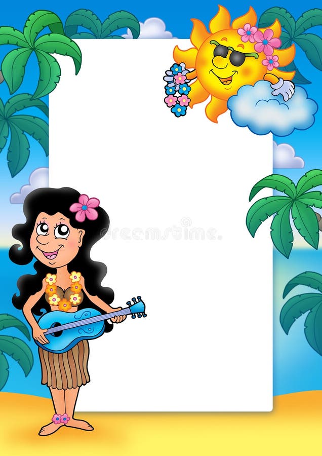 Frame with Hawaiian girl