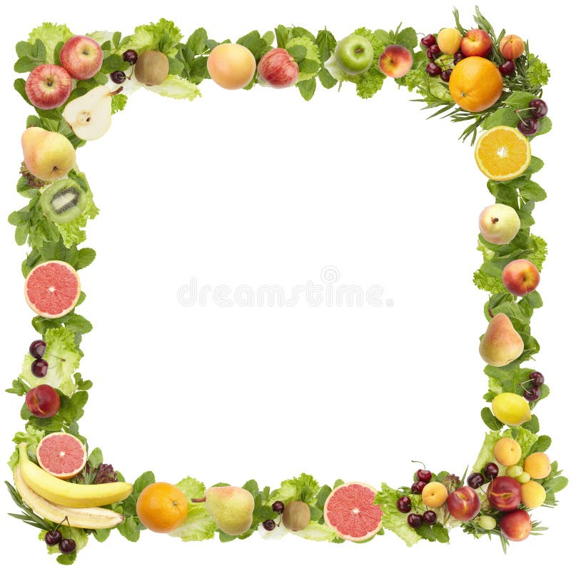 The Round Frame Made of Fruits and Vegetables Stock Image - Image of ...