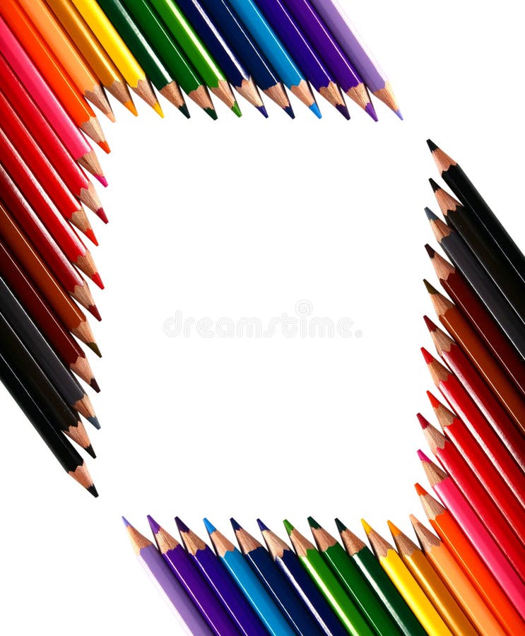 Frame made out of crayons coloured pencils