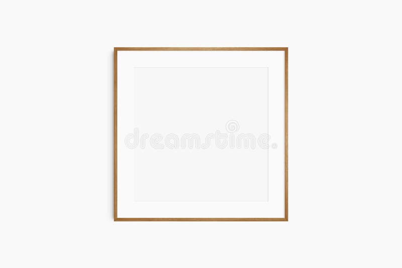 Frame mockup 1:1 square. Single thin cherry wood frame mockup. Clean, modern, minimalist, bright. Square frame mockup with a mat stock photography