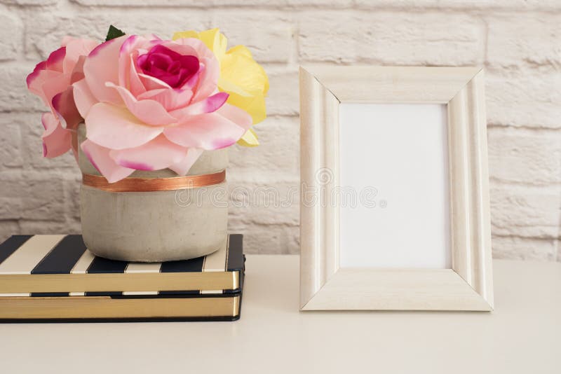 Brick Wall Product Display. Yellow Roses Mock Up. Styled