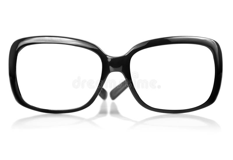 Black Rimmed Retro Glasses Isolated on White Stock Photo - Image of ...