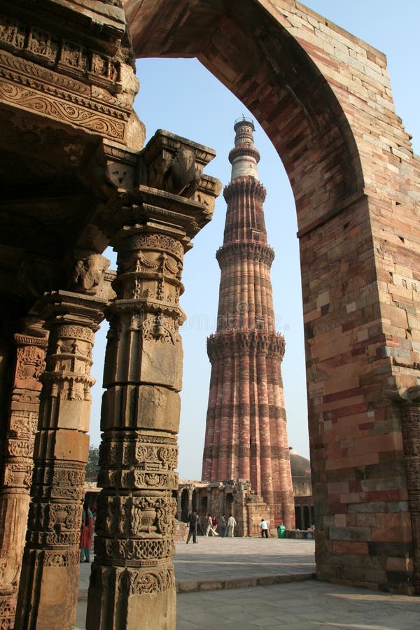 Qutb Minar framed in surrounding structure, Delhi, India. Qutb Minar framed in surrounding structure, Delhi, India