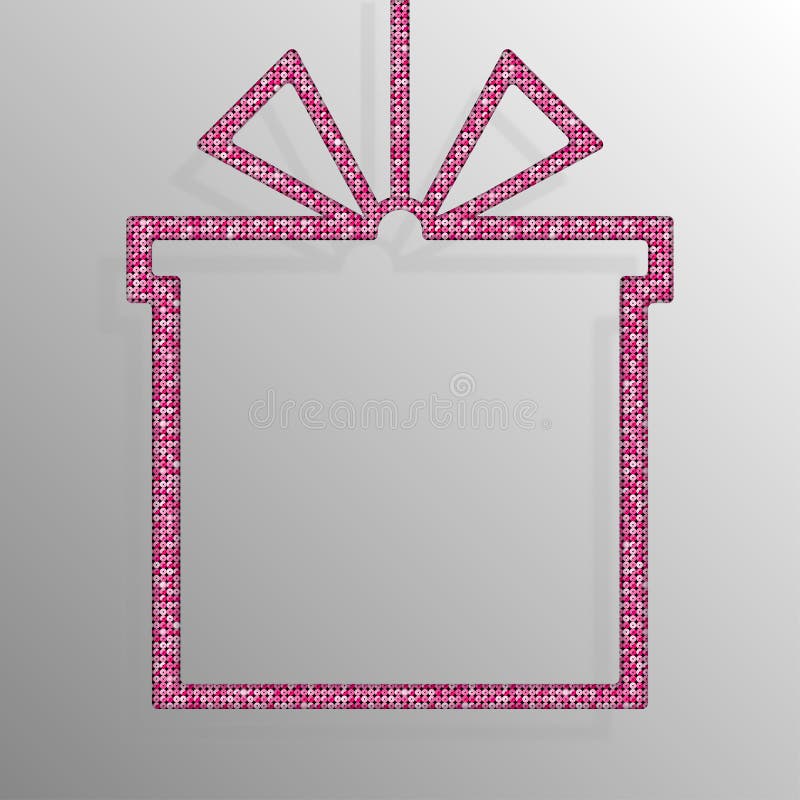 Frame Pink Sequins Gift Box. Gift. Surprise. stock illustration Frame Pink Sequins Gift Box. Gift. Surprise. stock illustration