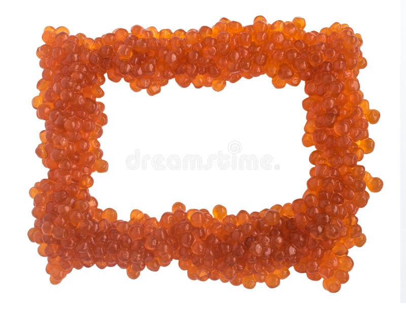Frame from red caviare isolated on white background royalty free stock image