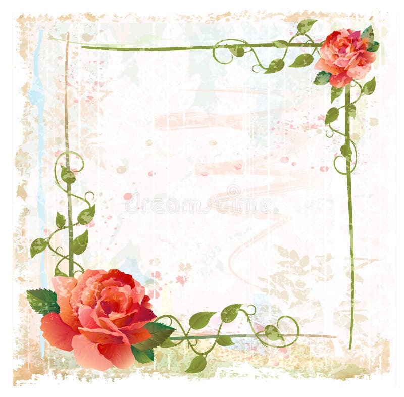 Frame with red roses and ivy